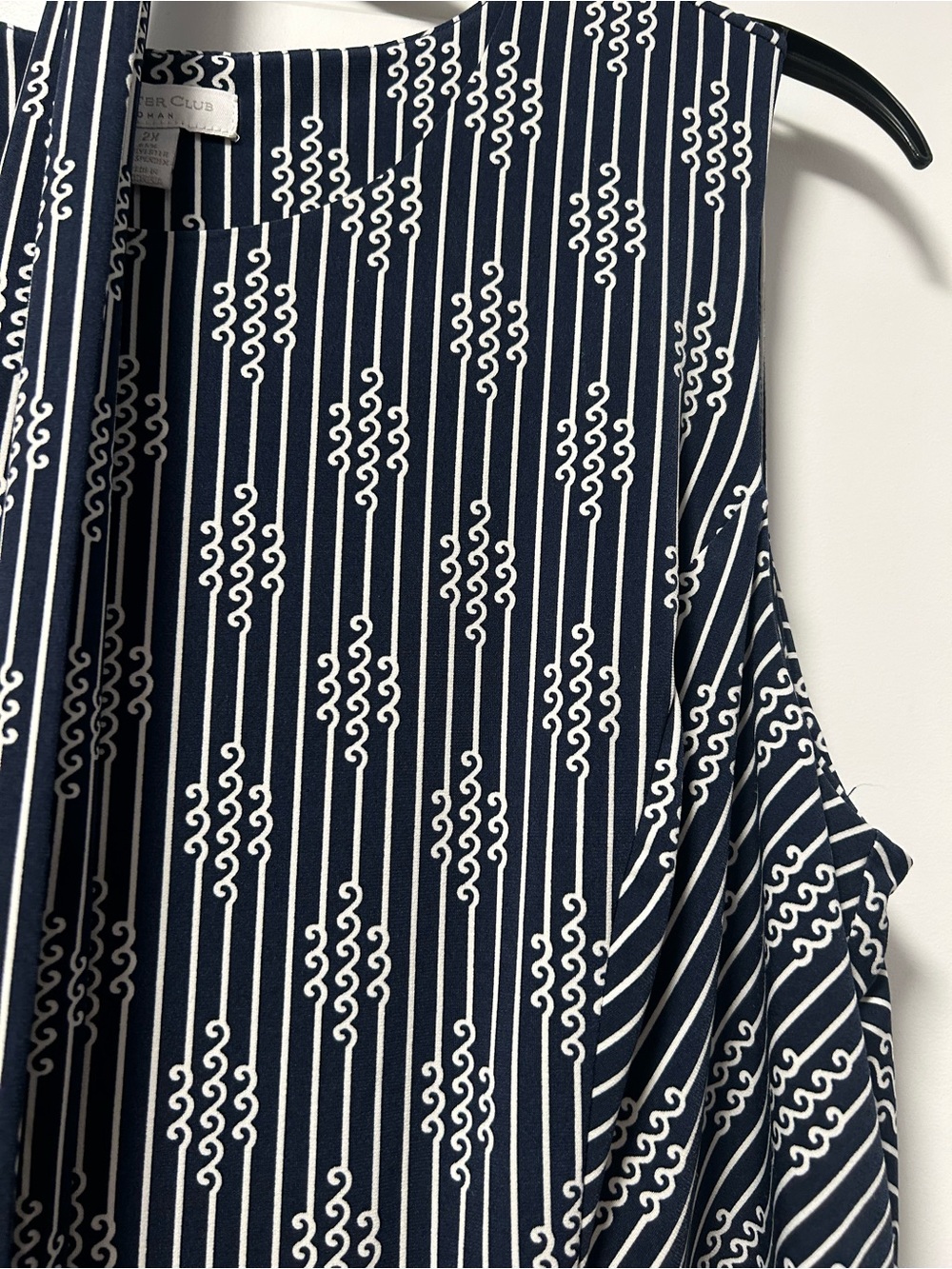 Navy & White Sleeveless Striped Midi Dress charter club 2x - Picture 2 of 4